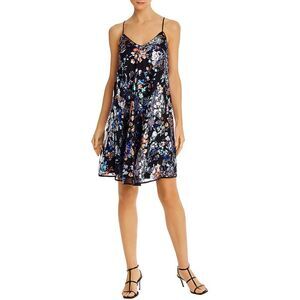 Laundry By Shelli Segal Womens Sequin Embellished Foil Printed Swing Dress 6